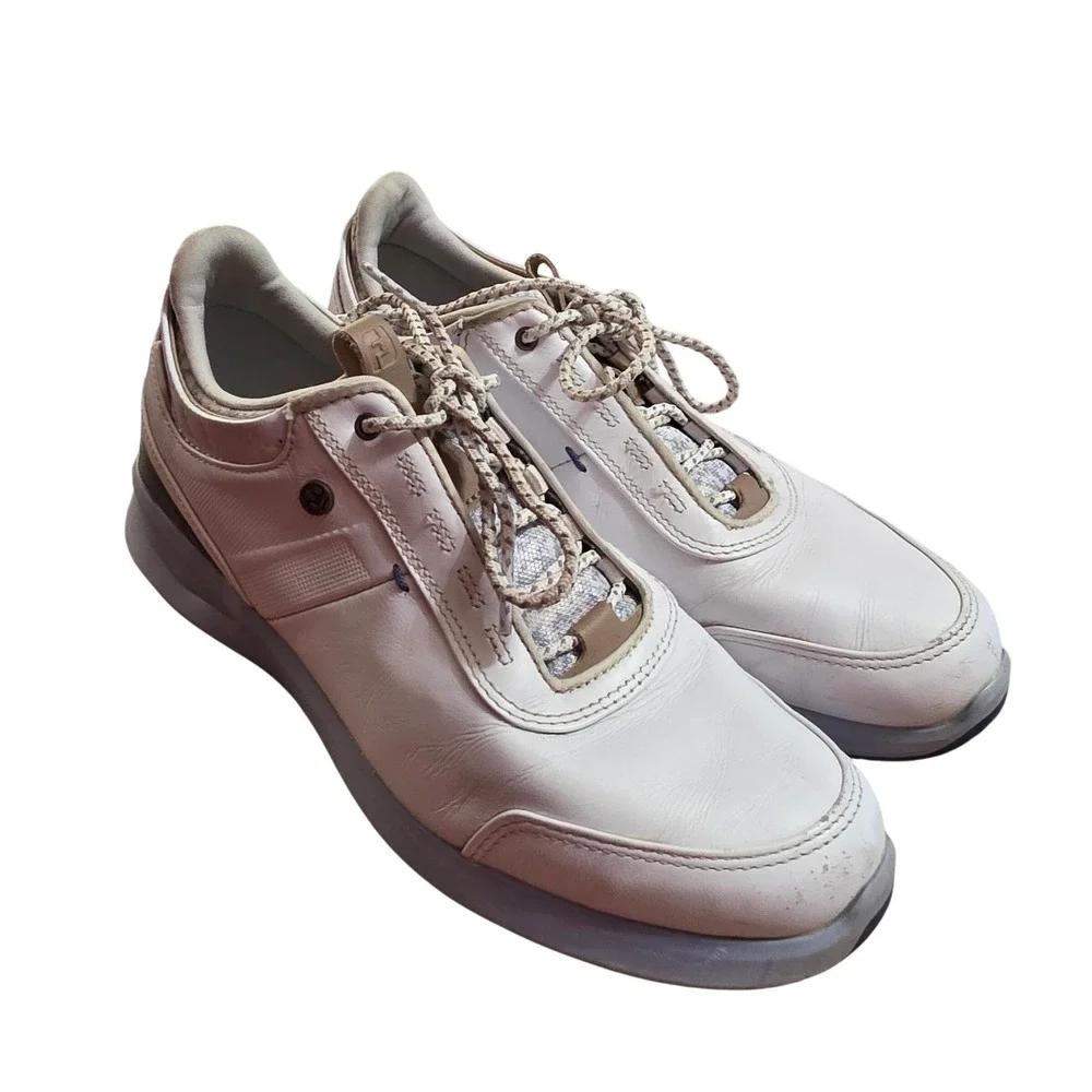 FootJoy Stratos Spikeless Golf Shoes Mens 7.5 White Leather Sneakers